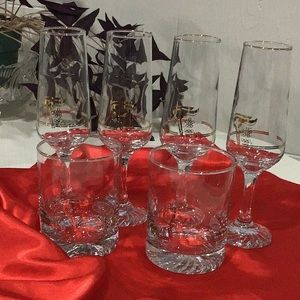 Olympic champagne glasses , highball glasses vintage